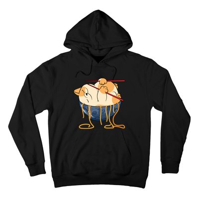 Cute Anime Merch Cat Design Japanese Ramen Noodle Hoodie