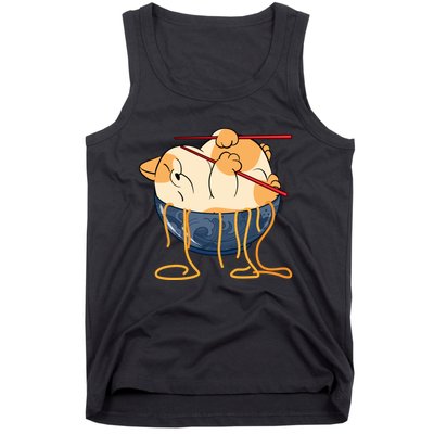 Cute Anime Merch Cat Design Japanese Ramen Noodle Tank Top