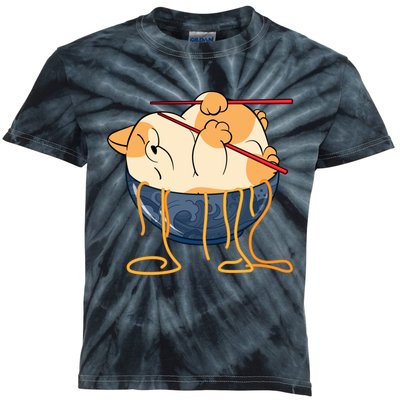 Cute Anime Merch Cat Design Japanese Ramen Noodle Kids Tie-Dye T-Shirt