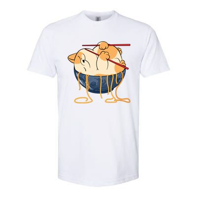 Cute Anime Merch Cat Design Japanese Ramen Noodle Softstyle CVC T-Shirt