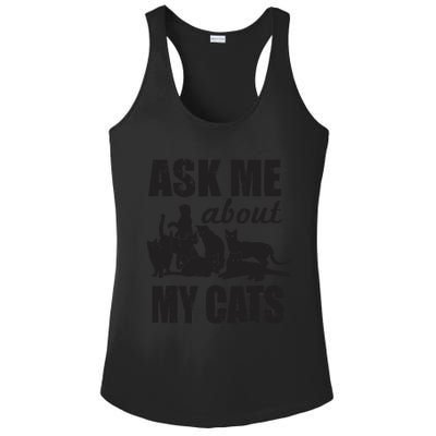 Cute Ask Me About My Cats Ladies PosiCharge Competitor Racerback Tank