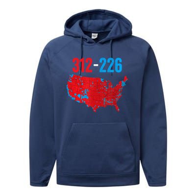 Cool Accurate Map Of 2024 Election Funny Election 312 Vs 226 Performance Fleece Hoodie