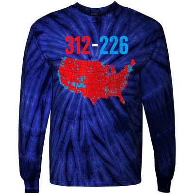 Cool Accurate Map Of 2024 Election Funny Election 312 Vs 226 Tie-Dye Long Sleeve Shirt