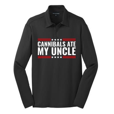 Cannibals Ate My Uncle Joe Biden Political Satire Trump 2024 Silk Touch Performance Long Sleeve Polo