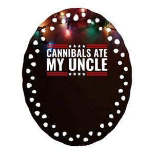 Cannibals Ate My Uncle Joe Biden Political Satire Trump 2024 Ceramic Oval Ornament