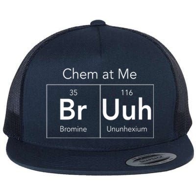 Chem At Me Bruh Funny Chemistry Pun Flat Bill Trucker Hat