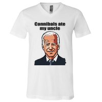 Cannibals Ate My Uncle Funny Joe Biden V-Neck T-Shirt