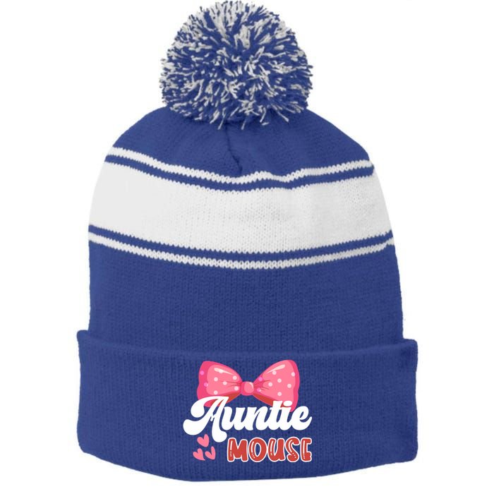 Cute Auntie Mouse Nephew Niece Aunt Meaningful Gift Stripe Pom Pom Beanie