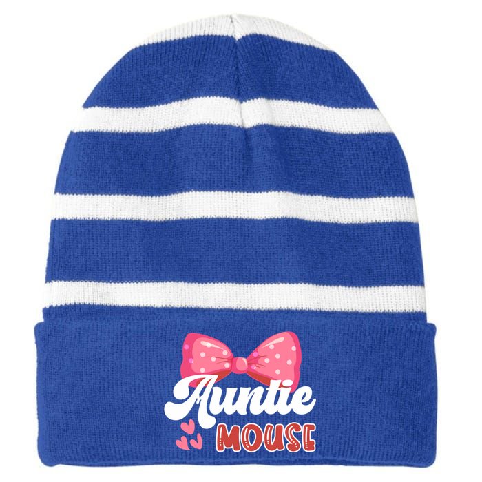 Cute Auntie Mouse Nephew Niece Aunt Meaningful Gift Striped Beanie with Solid Band