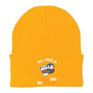 Coffee And My Penguin Sea Bird King Emperor Penguin Gift Knit Cap Winter Beanie