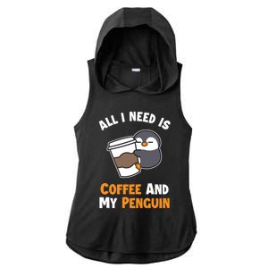 Coffee And My Penguin Sea Bird King Emperor Penguin Gift Ladies PosiCharge Tri-Blend Wicking Draft Hoodie Tank