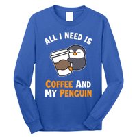 Coffee And My Penguin Sea Bird King Emperor Penguin Gift Long Sleeve Shirt