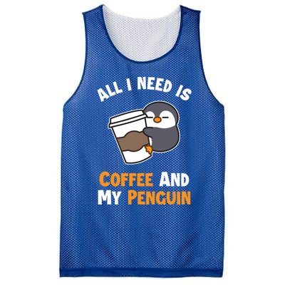 Coffee And My Penguin Sea Bird King Emperor Penguin Gift Mesh Reversible Basketball Jersey Tank