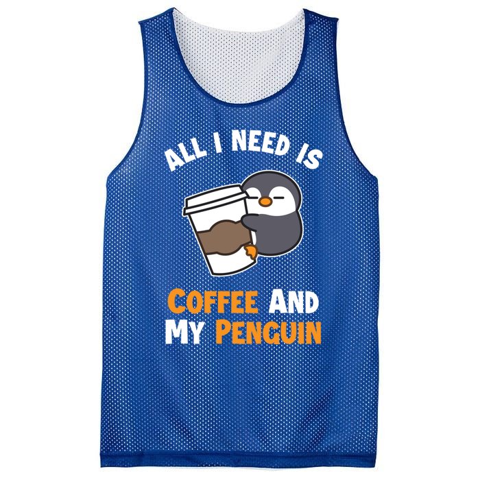 Coffee And My Penguin Sea Bird King Emperor Penguin Gift Mesh Reversible Basketball Jersey Tank