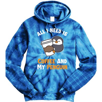 Coffee And My Penguin Sea Bird King Emperor Penguin Gift Tie Dye Hoodie