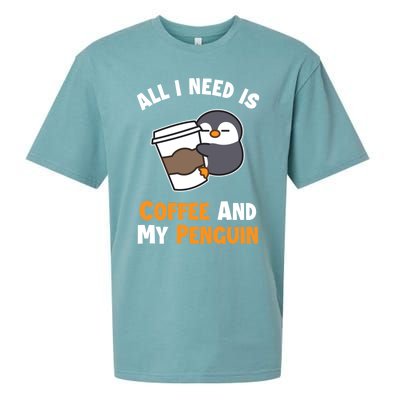 Coffee And My Penguin Sea Bird King Emperor Penguin Gift Sueded Cloud Jersey T-Shirt