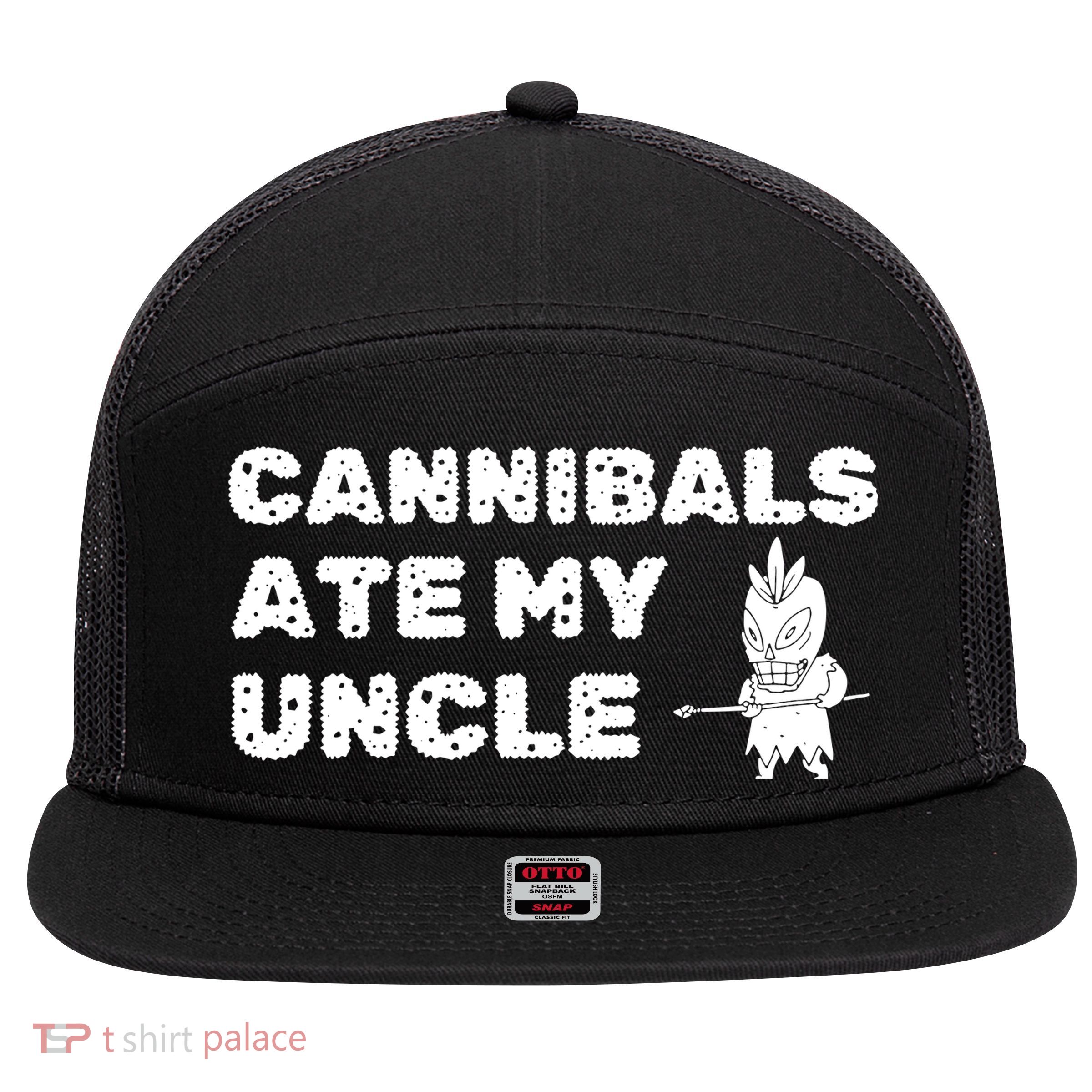 Cannibals Ate My Uncle Joe Biden Political Satire Trump 2024 7 Panel Mesh Trucker Snapback Hat