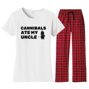 Cannibals Ate My Uncle Joe Biden Political Satire Trump 2024 Women's Flannel Pajama Set