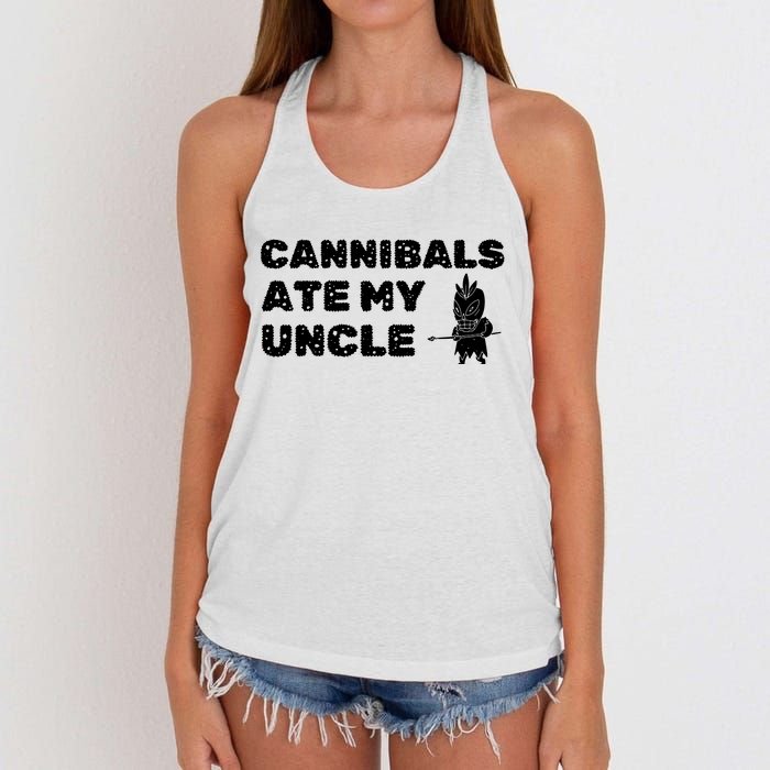 Cannibals Ate My Uncle Joe Biden Political Satire Trump 2024 Women's Knotted Racerback Tank