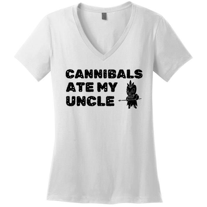 Cannibals Ate My Uncle Joe Biden Political Satire Trump 2024 Women's V-Neck T-Shirt