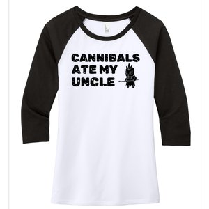 Cannibals Ate My Uncle Joe Biden Political Satire Trump 2024 Women's Tri-Blend 3/4-Sleeve Raglan Shirt