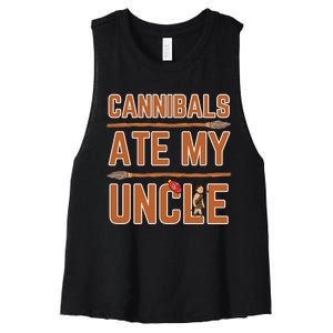 Cannibals Ate My Uncle Joe Biden Political Satire Trump 2024 Women's Racerback Cropped Tank