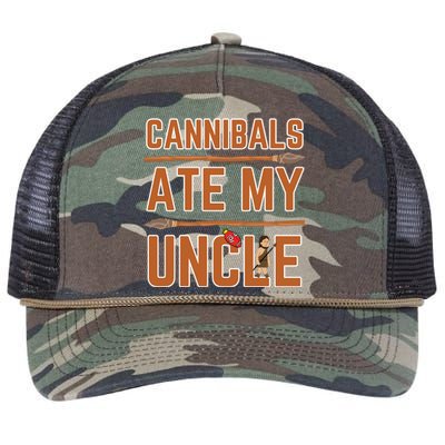 Cannibals Ate My Uncle Joe Biden Political Satire Trump 2024 Retro Rope Trucker Hat Cap