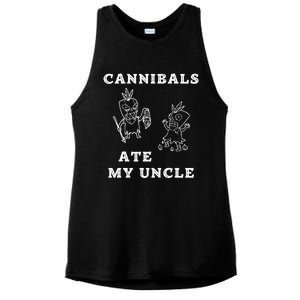 Cannibals Ate My Uncle Trendy Funny Current Quote Graphic Ladies PosiCharge Tri-Blend Wicking Tank