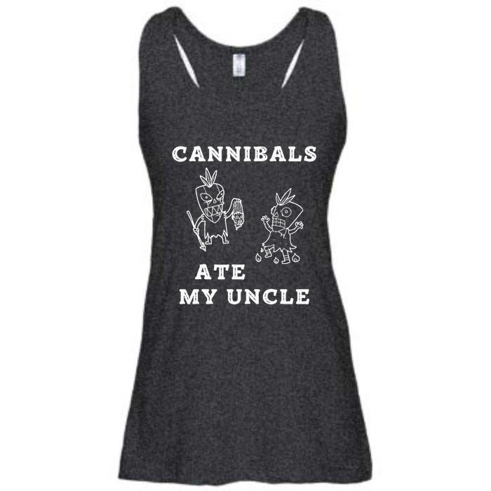 Cannibals Ate My Uncle Trendy Funny Current Quote Graphic Ladies Essential Flowy Tank