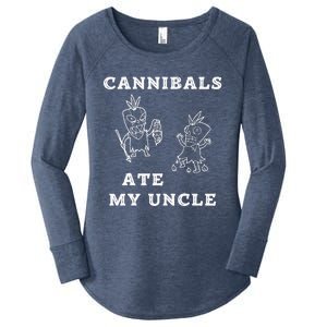 Cannibals Ate My Uncle Trendy Funny Current Quote Graphic Women's Perfect Tri Tunic Long Sleeve Shirt