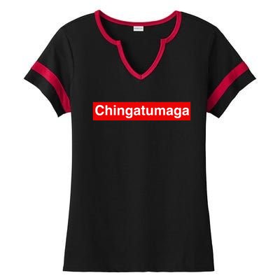 Chingatumaga Apparel Maga Anti Trump Mexican Spanish Fashion Ladies Halftime Notch Neck Tee