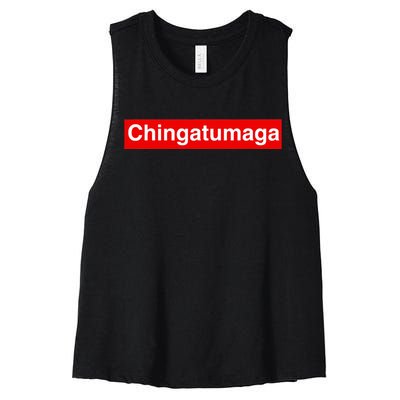 Chingatumaga Apparel Maga Anti Trump Mexican Spanish Fashion Women's Racerback Cropped Tank