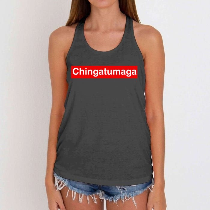 Chingatumaga Apparel Maga Anti Trump Mexican Spanish Fashion Women's Knotted Racerback Tank