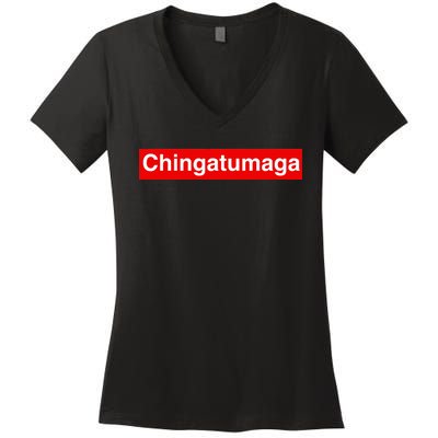 Chingatumaga Apparel Maga Anti Trump Mexican Spanish Fashion Women's V-Neck T-Shirt