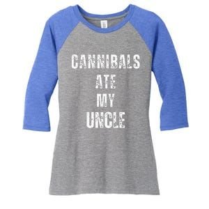 Cannibals Ate My Uncle Joe Biden Political Parody Women's Tri-Blend 3/4-Sleeve Raglan Shirt