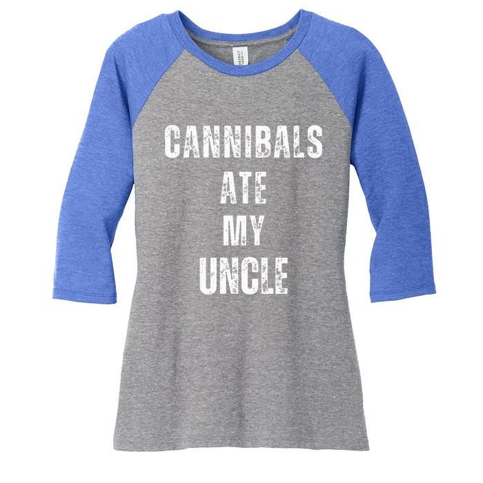 Cannibals Ate My Uncle Joe Biden Political Parody Women's Tri-Blend 3/4-Sleeve Raglan Shirt