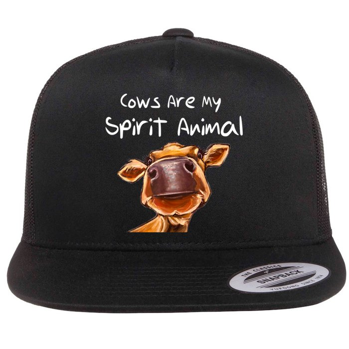 Cows Are My Spirit Animal Cute Cow Saying For Cow Lovers Flat Bill Trucker Hat