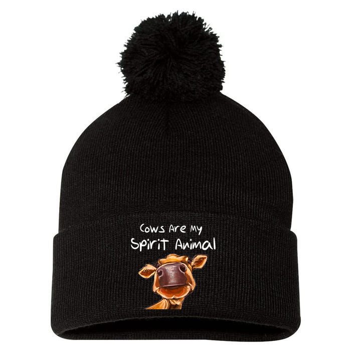 Cows Are My Spirit Animal Cute Cow Saying For Cow Lovers Pom Pom 12in Knit Beanie