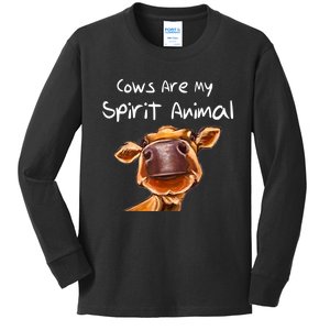 Cows Are My Spirit Animal Cute Cow Saying For Cow Lovers Kids Long Sleeve Shirt