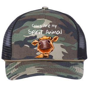 Cows Are My Spirit Animal Cute Cow Saying For Cow Lovers Retro Rope Trucker Hat Cap