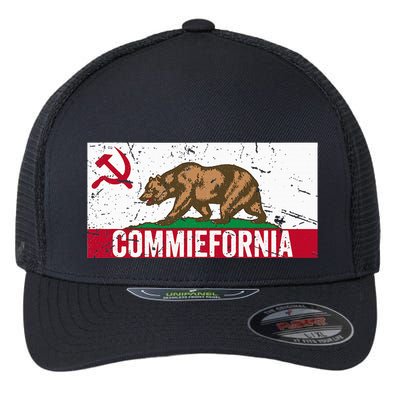Commiefornia Anti Marxist Communist California Flag Flexfit Unipanel Trucker Cap