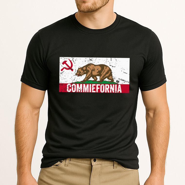 Commiefornia Anti Marxist Communist California Flag Cooling Performance Crew T-Shirt