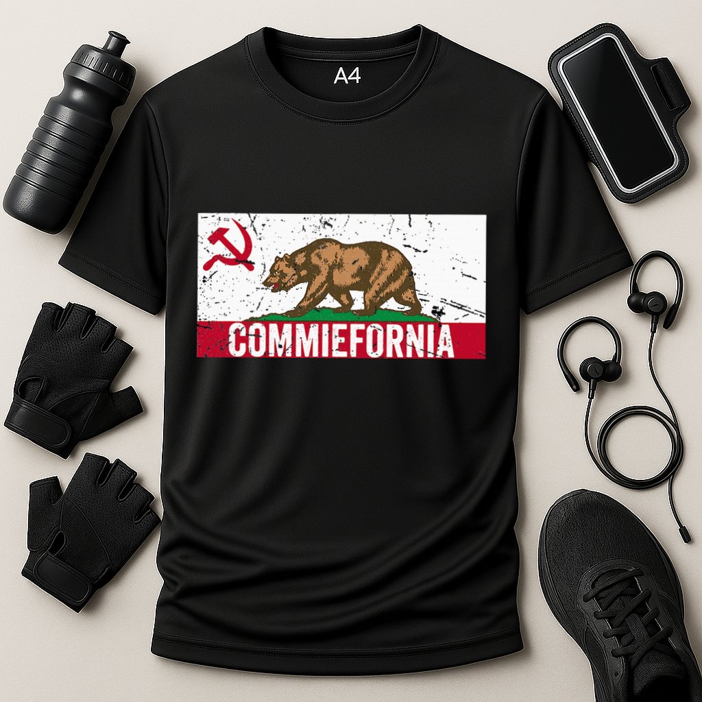 Commiefornia Anti Marxist Communist California Flag Cooling Performance Crew T-Shirt