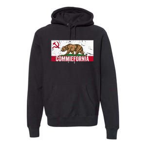 Commiefornia Anti Marxist Communist California Flag Premium Hoodie