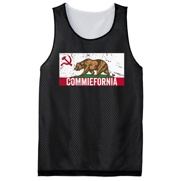 Commiefornia Anti Marxist Communist California Flag Mesh Reversible Basketball Jersey Tank