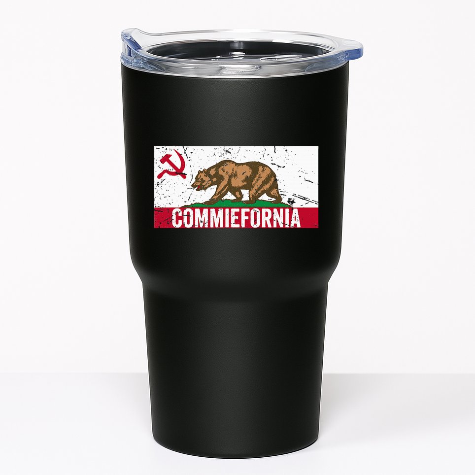 Commiefornia Anti Marxist Communist California Flag Tumbler