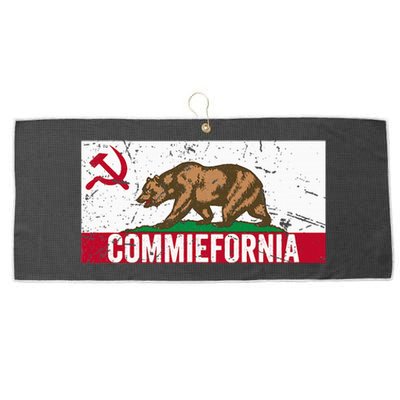 Commiefornia Anti Marxist Communist California Flag Large Microfiber Waffle Golf Towel