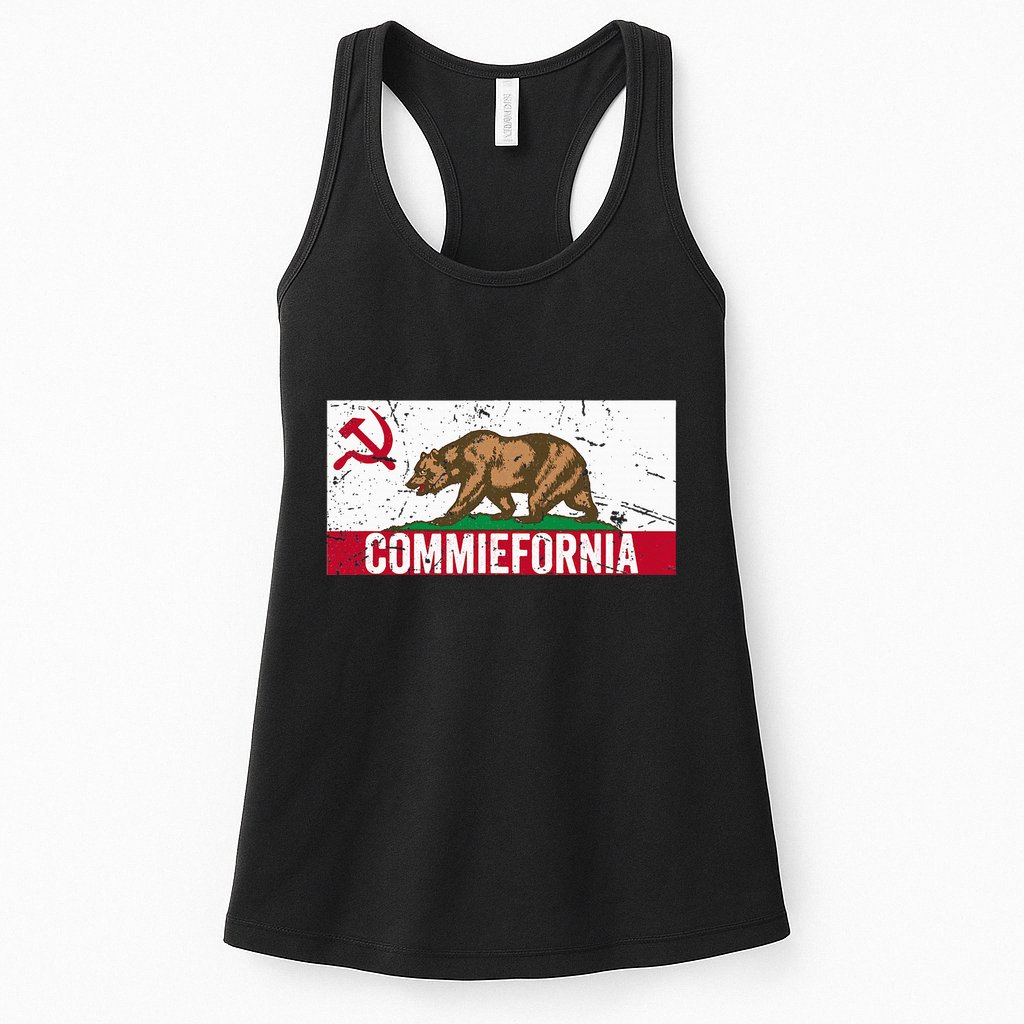 Commiefornia Anti Marxist Communist California Flag Womens Tank Top