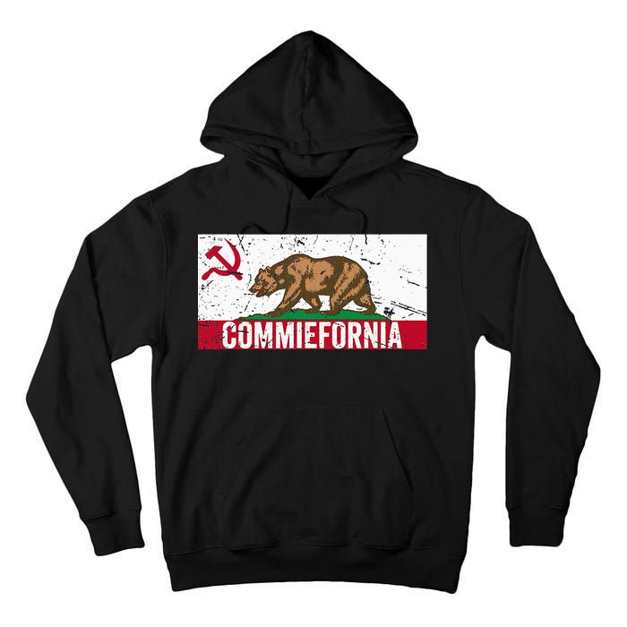 Commiefornia Anti Marxist Communist California Flag Tall Hoodie