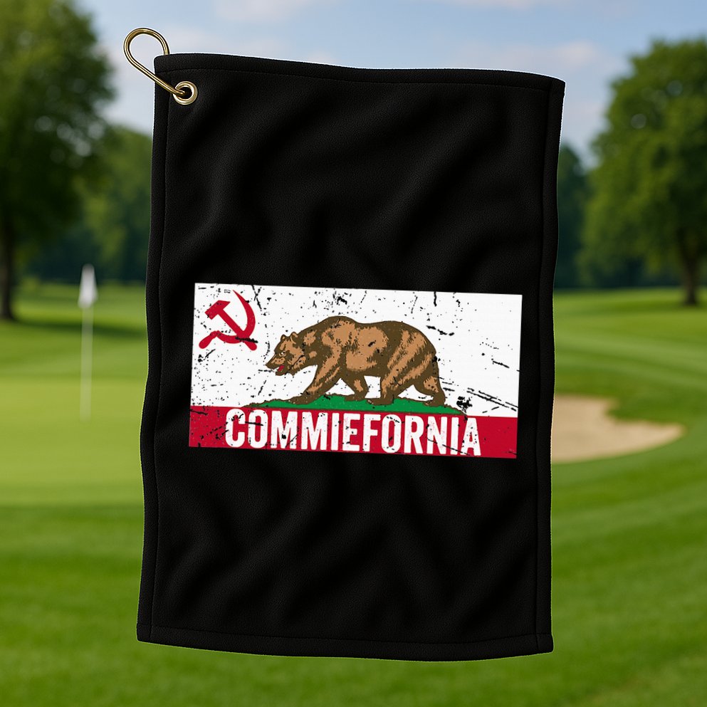 Commiefornia Anti Marxist Communist California Flag Golf Towel